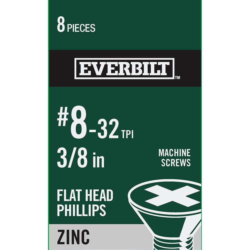 Everbilt #8-32 x 3/8 in. Zinc Plated Phillips Flat Head Machine