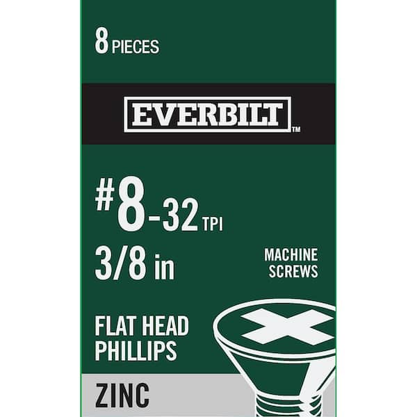 #8-32 x 3/8 in. Zinc Plated Phillips Flat Head Machine Screw (8-Pack)