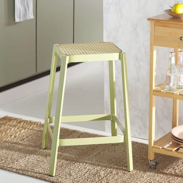 Palmyra 23.6 in. H Green/Natural Cane Bar Stool