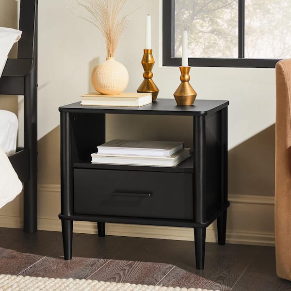Walker Edison Furniture Company 1-Drawer Black Solid Wood