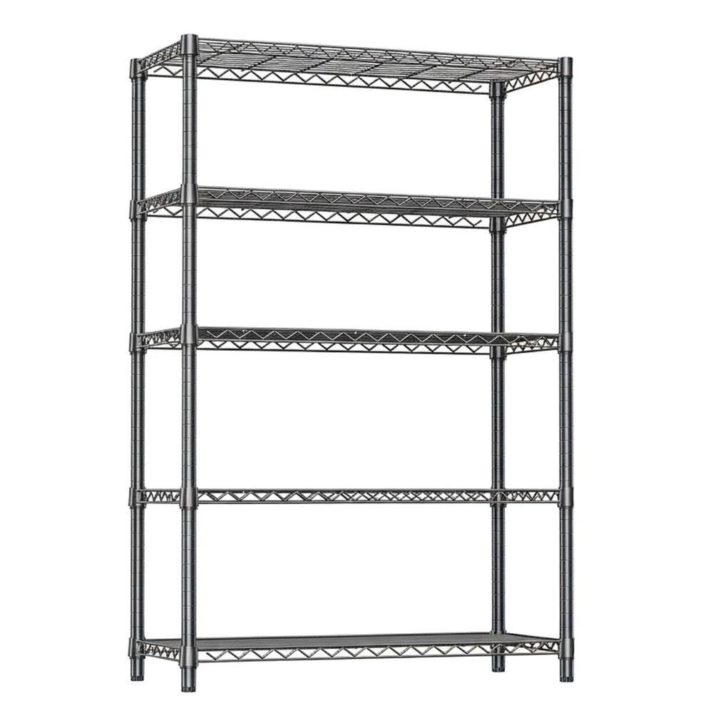 47.2 in. Black Carbon Steel Adjustable Heavy-Duty Wall Rack with 5-Tier Shelves for Garage Kitchen Office price history on PriceWatchPro