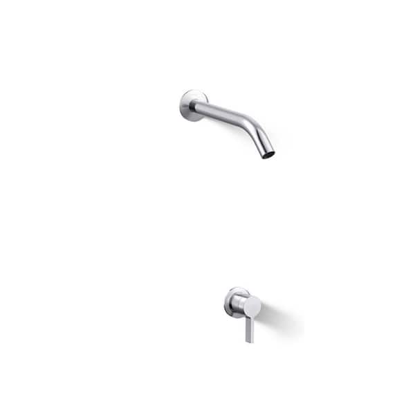 Components Wall-Mount Bathroom Sink Faucet Spout and Handle in Polished Chrome
