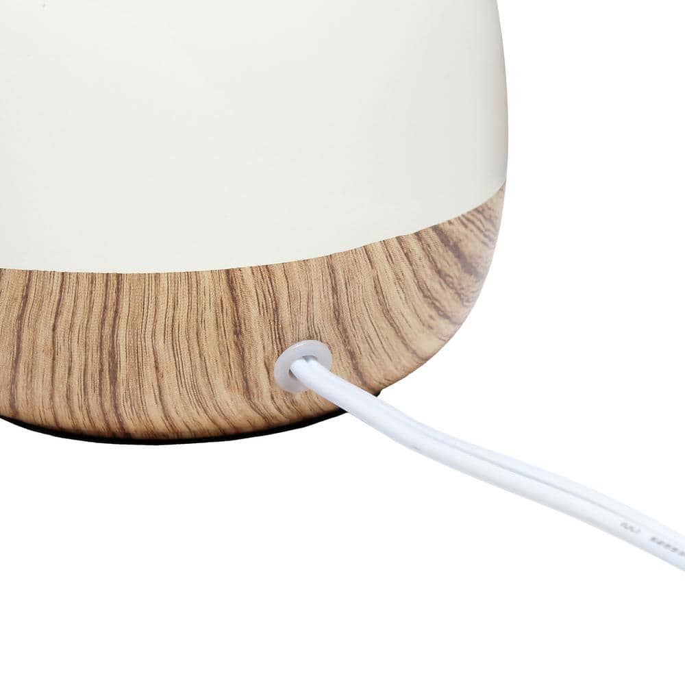 Light Wood and White Ceramic Gourd Table Lamp with Fabric Shade