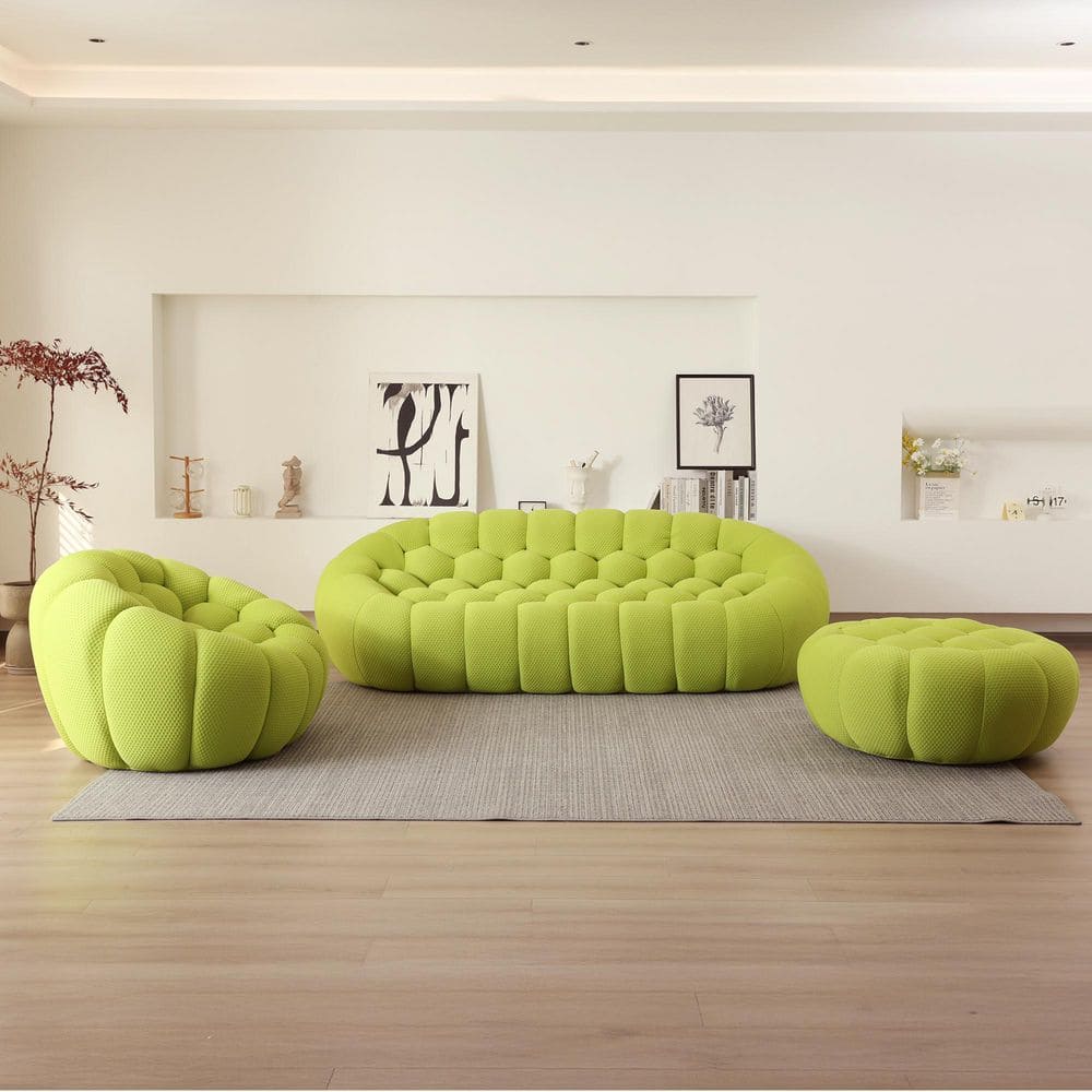 Magic Home Bubble 3D Knitted Fabric 98 in. Curved Sectional Sofa