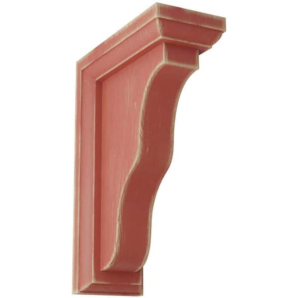 Ekena Millwork 2-1/4 in. x 7 in. x 5 in. Salvage Red Hamilton Traditional Wood Vintage Decor Bracket