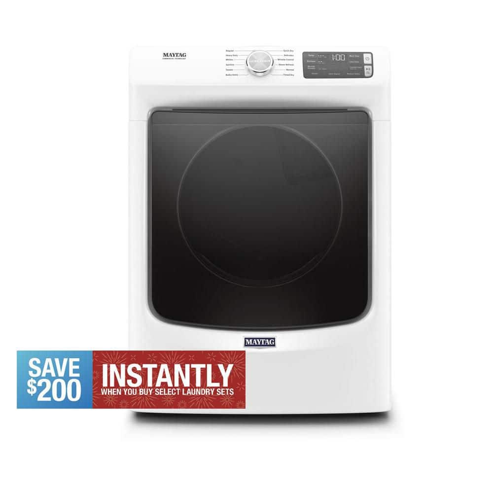 7.3 cu. ft. 240-Volt White Stackable Electric Vented Dryer with Steam, ENERGY STAR