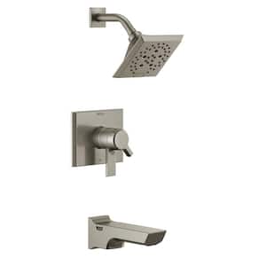 Pivotal 1-Handle Wall-Mount Tub and Shower Trim Kit in Lumicoat Stainless with H2Okinetic (Valve Not Included)