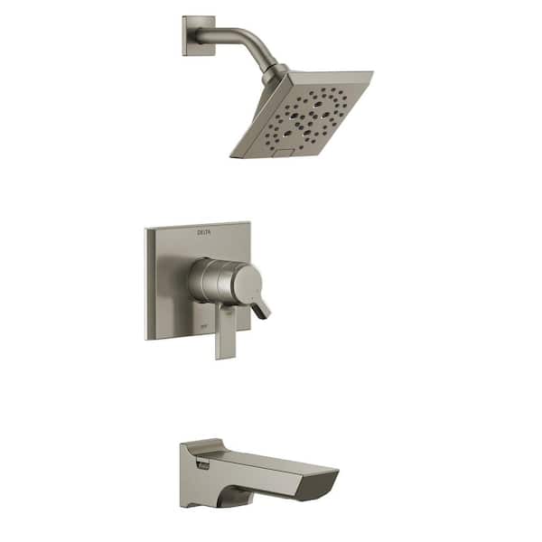 Delta Pivotal 1-Handle Wall-Mount Tub and Shower Trim Kit in Lumicoat Stainless with H2Okinetic (Valve Not Included)