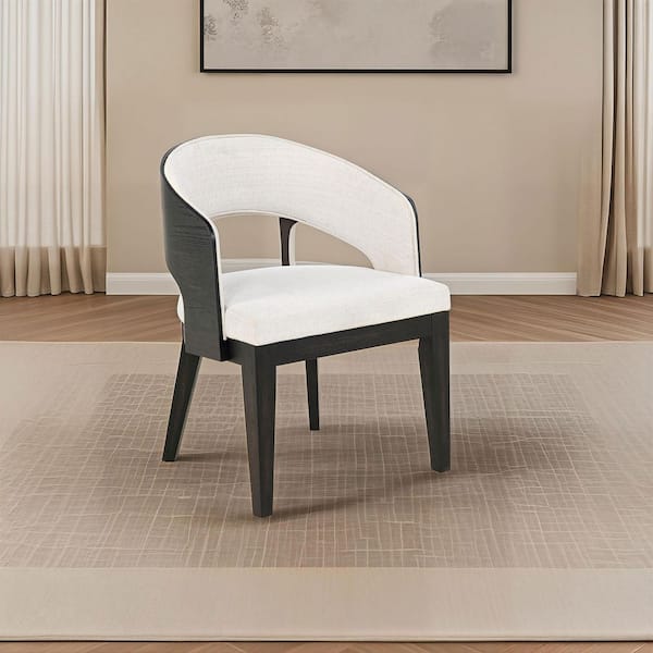 Leandro Cream Upholstered Dining Arm Chair Set of 2