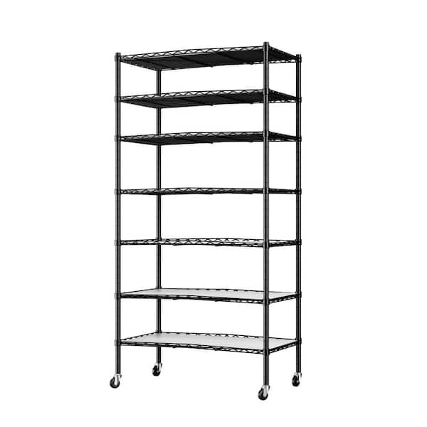 FUNKOL 6 Layer Corner Black Kitchen Shelf Metal Heavy-Duty Craft Free Standing Storage Rack Height Adjustable