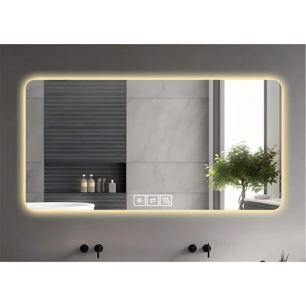 59 in. x 27.5 in. Rectangle Frameless Wall Bathroom Vanity Mirror LED Light Anti-Fog Dimmable Tempered Glass Backlit price history on PriceWatchPro