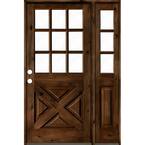 46 in. x 80 in. Alder 2-Panel Right-Hand/Inswing Clear Glass Provincial Stain Wood Prehung Front Door w/Right Sidelite