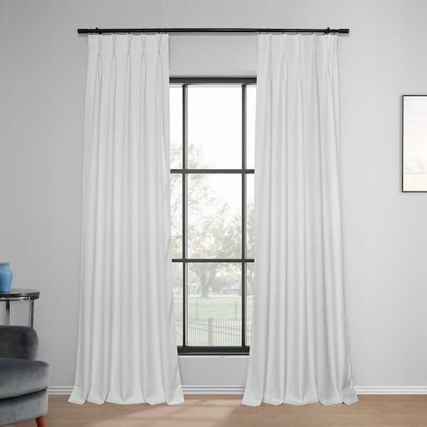 Exclusive Fabrics & Furnishings Off-White Performance Linen Curtains Pleated 25 in. W x 96 in. L Pinch Pleat Hotel Blackout Curtains (Single Panel)