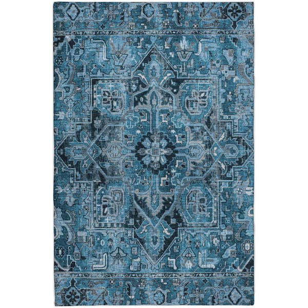 Dream Shag Premium Machine Washable Abstract ADS570 Blue 5 ft. x 7 ft. 6 in. Area Rug