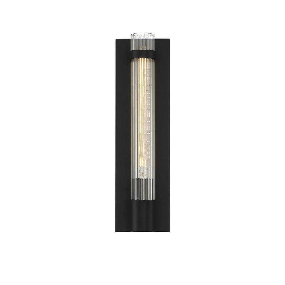 Willmar Matte Black Metal and Glass Wall Sconce