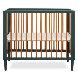 Lucas 4-in-1 Olive Mini Modern Crib with Rounded Spindles I Convertible Crib I Mid- Century Meets Modern