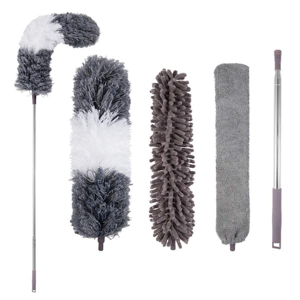 Angel Sar Adjustable Stainless Steel Microfiber Duster Kits 30 in. to 100 in. (4-Piece)