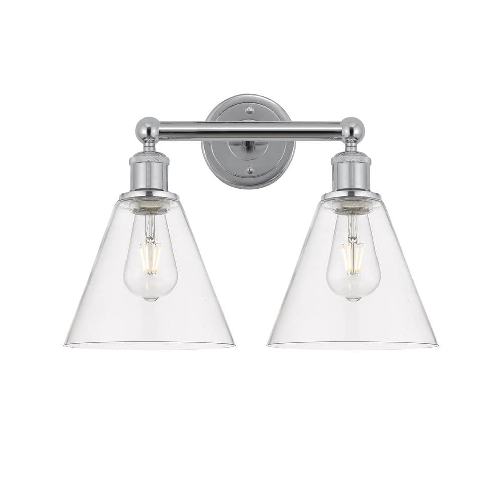Berkshire 17 in. 2-Light Polished Chrome Vanity Light with Glass Shade price history on PriceWatchPro