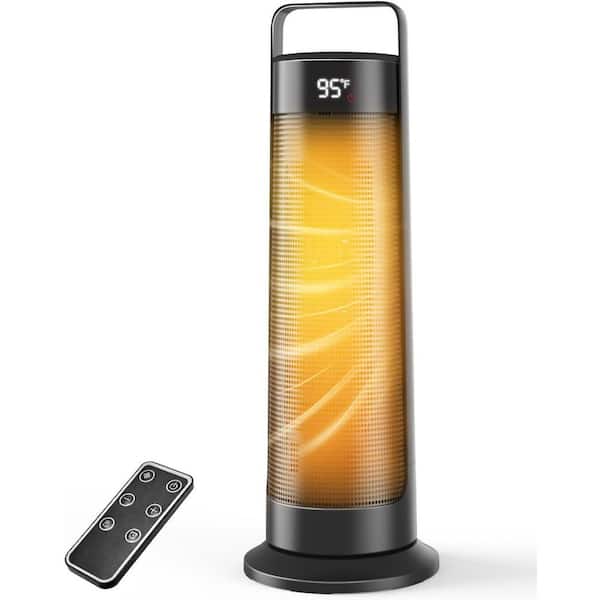 1500-Watt 21.5 in. Compact Ceramic Convection Electric Space Heater in Black with Remoto for Office and Indoor Use