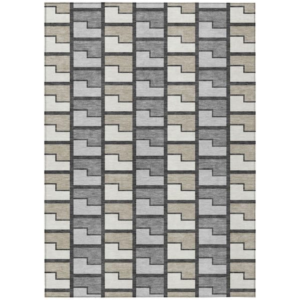 Chantille Machine Washable Indoor/Outdoor Abstract ACN2417 Ivory 9 ft. x 12 ft. Area Rug