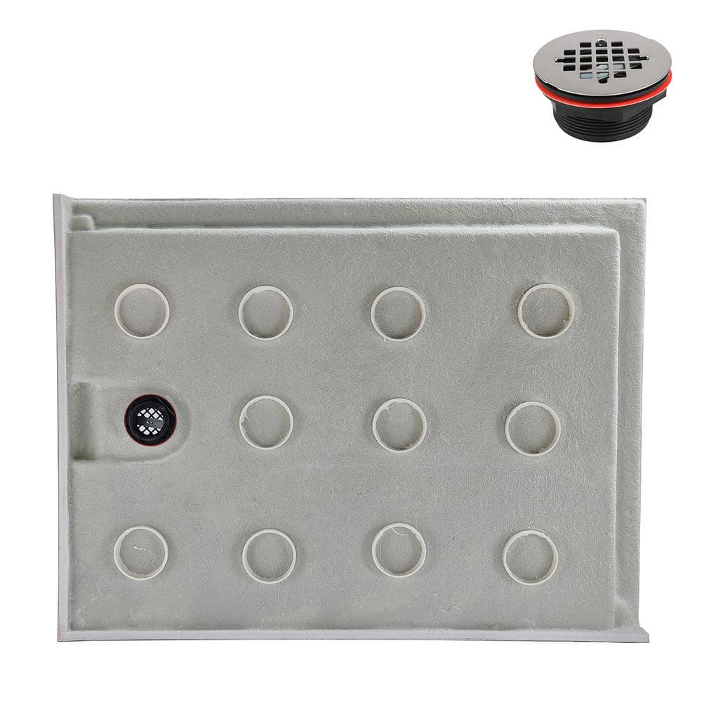 Glossy Black 48 x 36 Acrylic Corner Shower Base with Right Drain