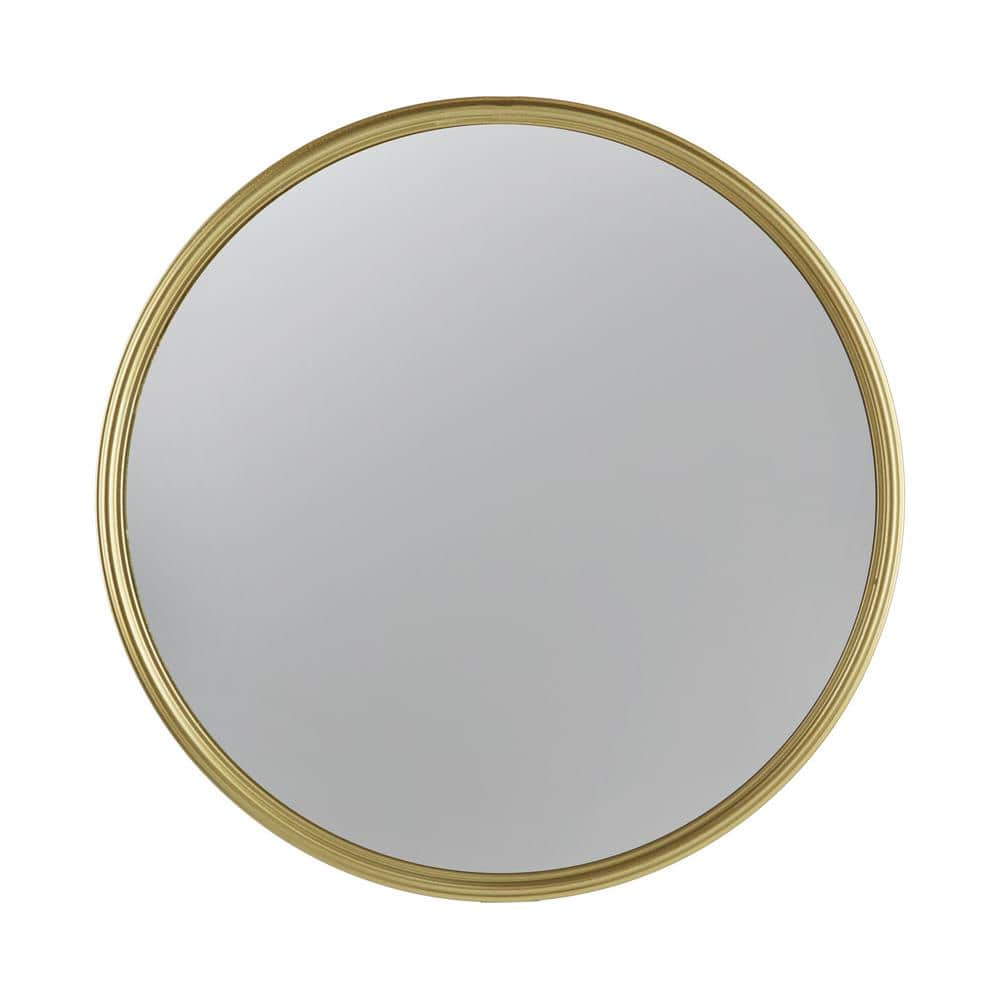Gold 10.4 in. W x 10.4 in. H Entryway Round Metal Framed Mirror Vintage Ele