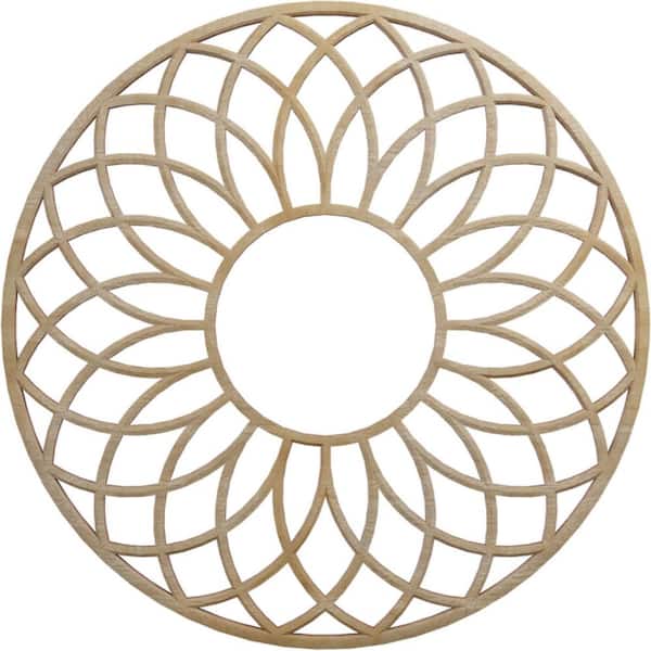 Ekena Millwork 16 in. x 16 in. x 1/4 in. Cannes Wood Fretwork Pierced Ceiling Medallion, Hickory