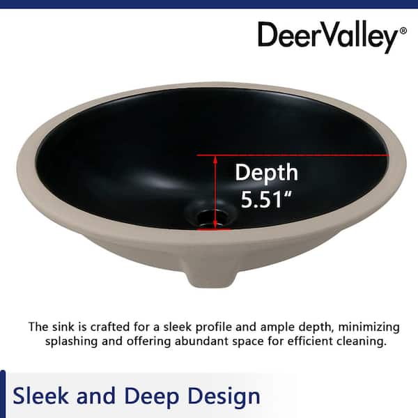 DEERVALLEY Symmetry 18.31 in . Oval Undermount Bathroom Sink