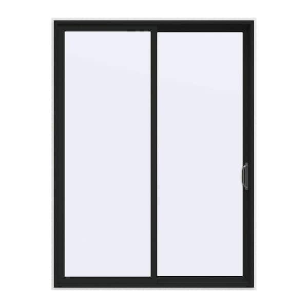 JELD-WEN 72 in. x 96 in. V-4500 Contemporary Bronze FiniShield Vinyl Right-Hand Full Lite Sliding Patio Door w/White Interior