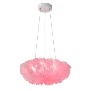 Sotiras 20.5 in. 1-Light Pink LED Semi-Flush Mount with Star Pattern