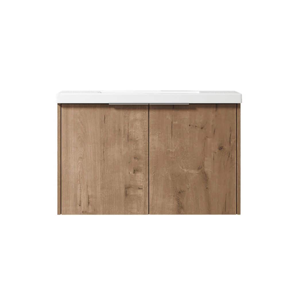30 in. W x 18.13 in. D x 19.3 in. H Floating Bath Vanity in Imitative Oak w
