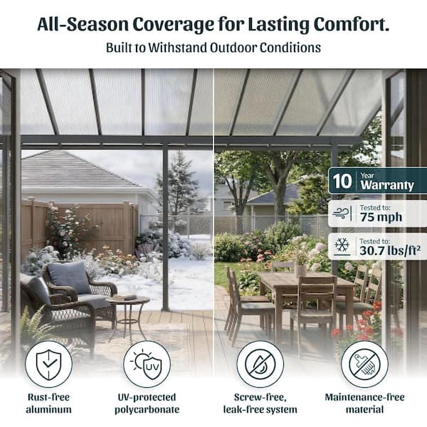 Feria 10 ft. x 20 ft. White/White Aluminum Patio Cover and Wall Mounted Shade Structure