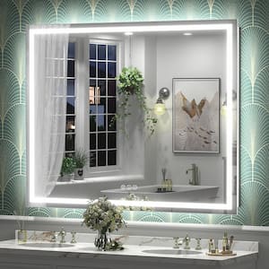 51 in. W x 40 in. H Rectangular Frameless Front and Back LED Lighted Anti-Fog Tempered Glass Wall Bathroom Vanity Mirror