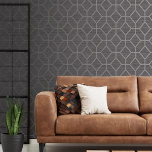 Asscher Geo Grey Unpasted Removable Strippable Paper Wallpaper