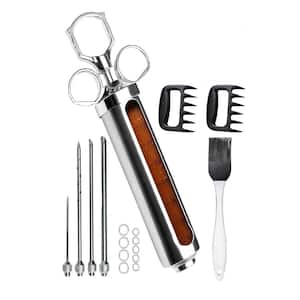 Stainless Steel Meat Injector Syringe Kit in Large 2 oz. Smoking Grilling Turkey
