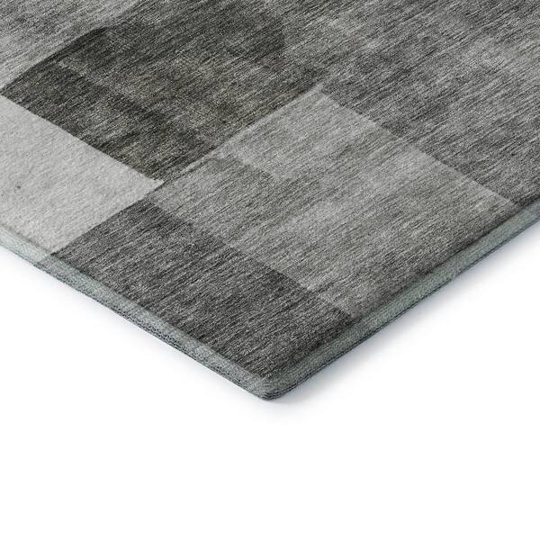 Mayfield Premium Machine Washable Abstract AMF1190 Pewter 9 ft. x 12 ft. Area Rug