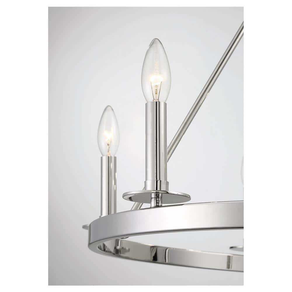 Polished Nickel 6-Light Wagon Wheel Chandelier