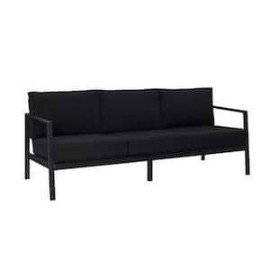 Harper Hill Black Aluminum Frame Outdoor 3 Seater Sectional Sofa with Black Sunbrella Cushion