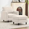 Jearey Florence Mid-Century Linen Fabric Accent Chair with Ottoman for Living Room, Bedroom in Beige WNSSF1-Beige