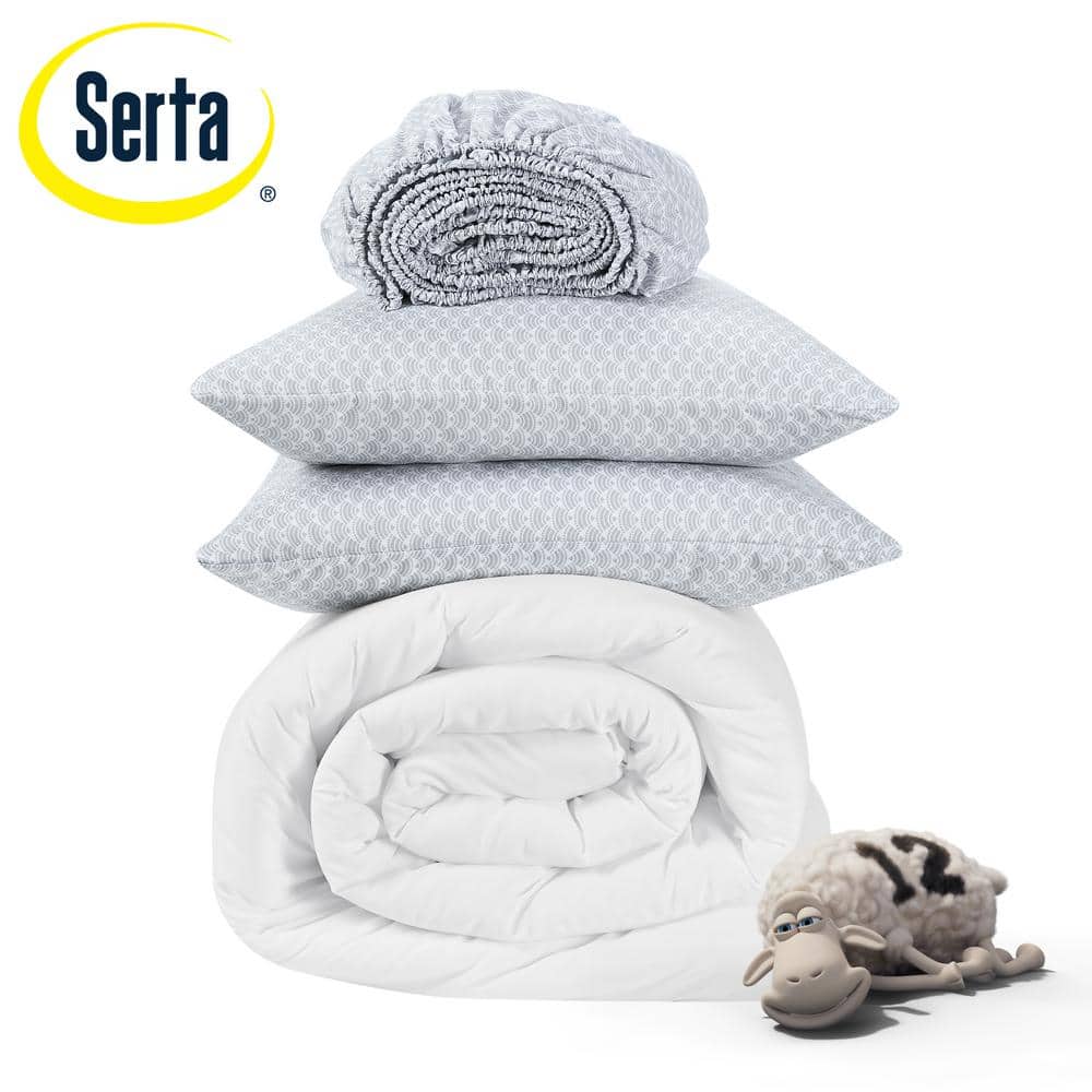 Full Gray Microfiber Reversible Bed in a Bag Set