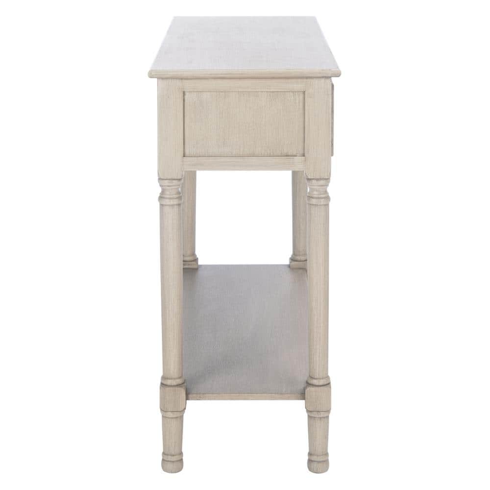 Greige Textured 2-Drawer Metal & Wood Console Table