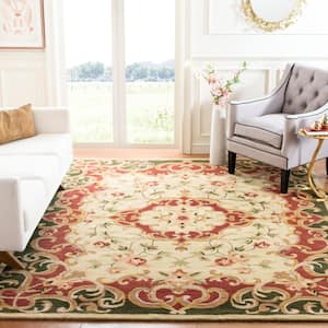 Classic Ivory/Green 10 ft. x 14 ft. Border Area Rug