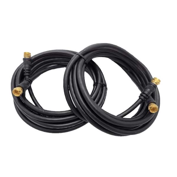 Micro Connectors, Inc 6 ft. 18 AWG F-TYPE RG-6 Shielded Coaxial Cable (2-Pack)