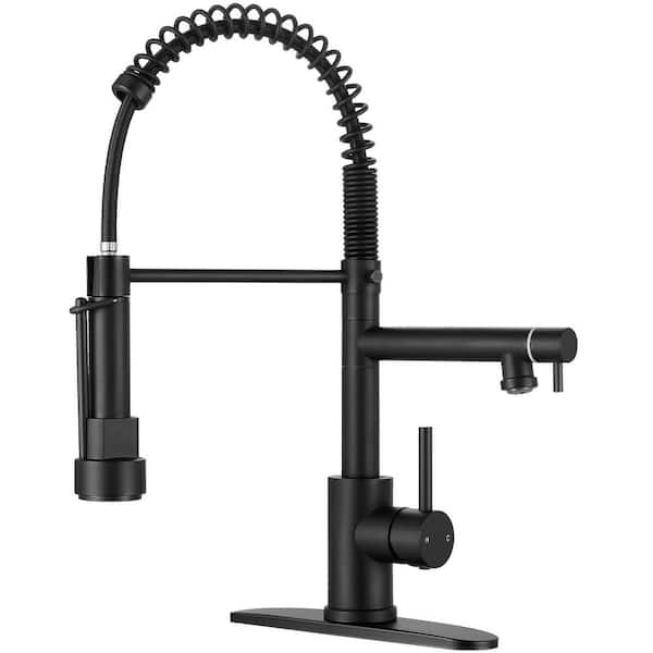 Single Handle Pull Down Sprayer Kitchen Faucet 360° Spout Swivel with Pull Out Spray in Matte Black
