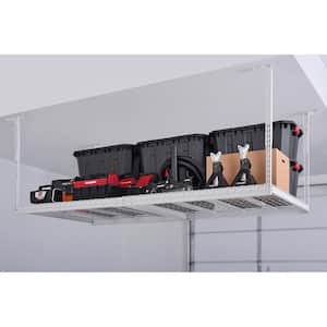 Adjustable Height Garage Overhead Ceiling Storage Rack in White (42 in. H x 96 in. W x 32 in. D)