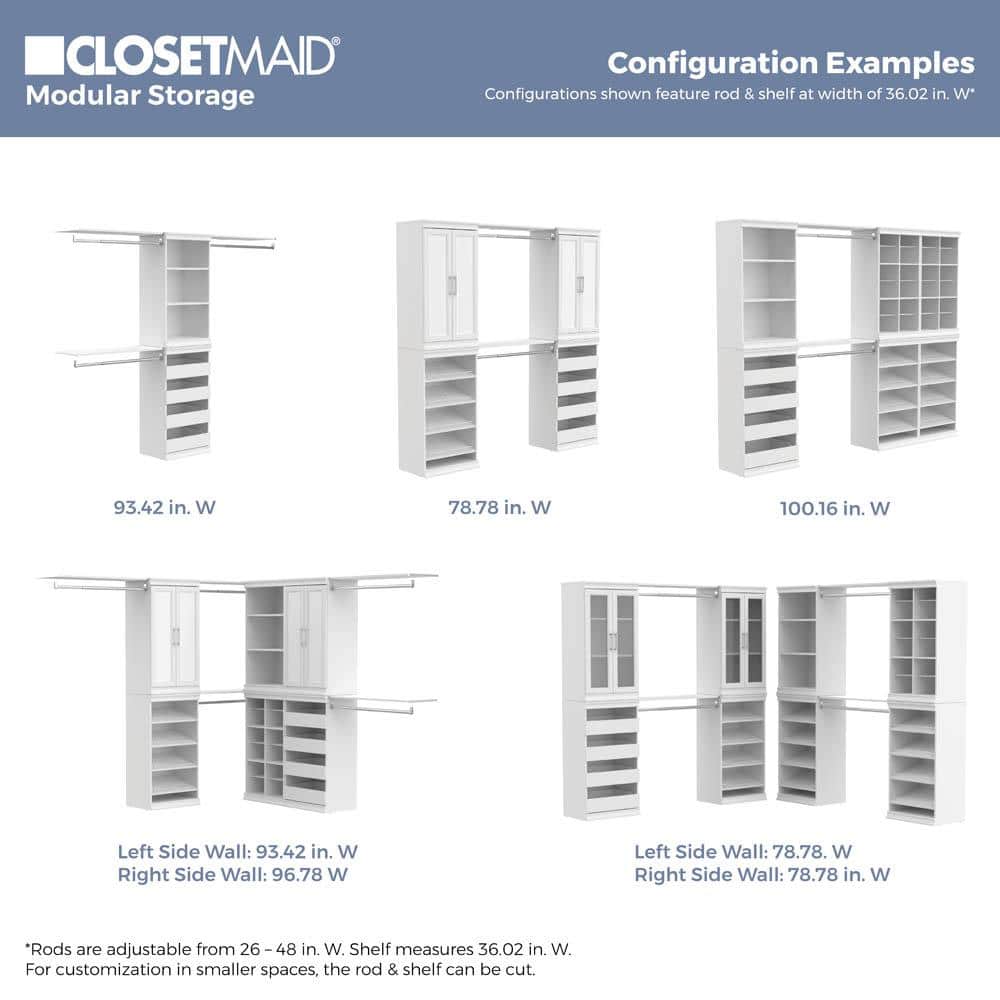 White Stackable Modular Wood Closet Organizer with 12 Shelves