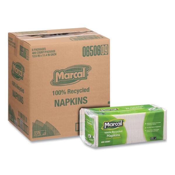 Bulk 400-Pack Low-Fold 1-Ply White Paper Napkins - Made In USA - 5x3.5 Inches Folded