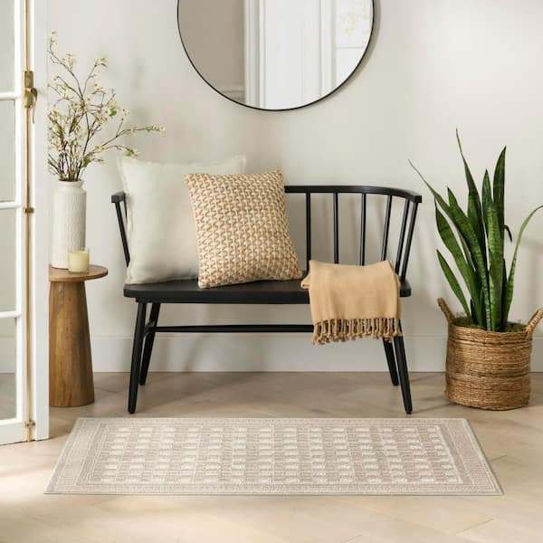 Nordic Beige 2 ft. x 3 ft. Geometric Contemporary Area Rug