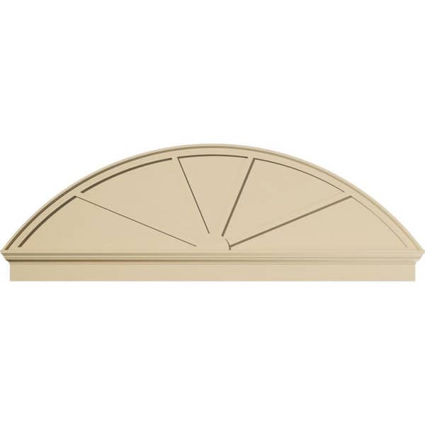 Ekena Millwork 78 in. W x 26-3/8 in. H x 2-3/4 in. P Segment Arch 4 Spoke Signature Urethane Combination Pediment, Primed Tan