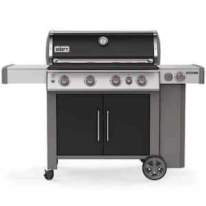 Genesis II E-435 4-Burner Liquid Propane Gas Grill in Black with Built-In Thermometer and Side Burner